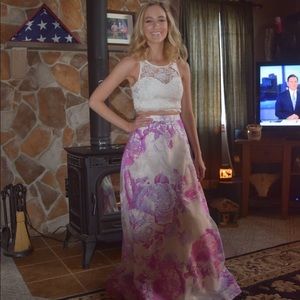 Pink and white prom dress